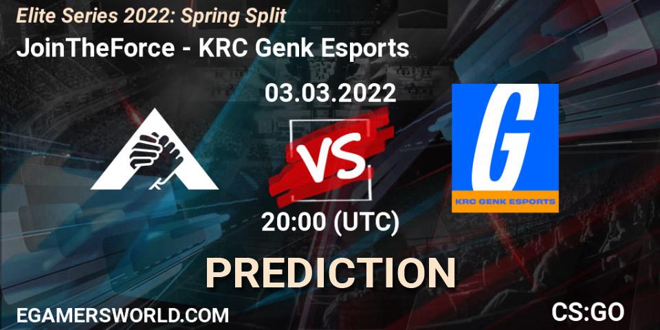 Pronósticos JoinTheForce - KRC Genk Esports. 03.03.2022 at 19:00. Elite Series 2022: Spring Split - Counter-Strike (CS2)