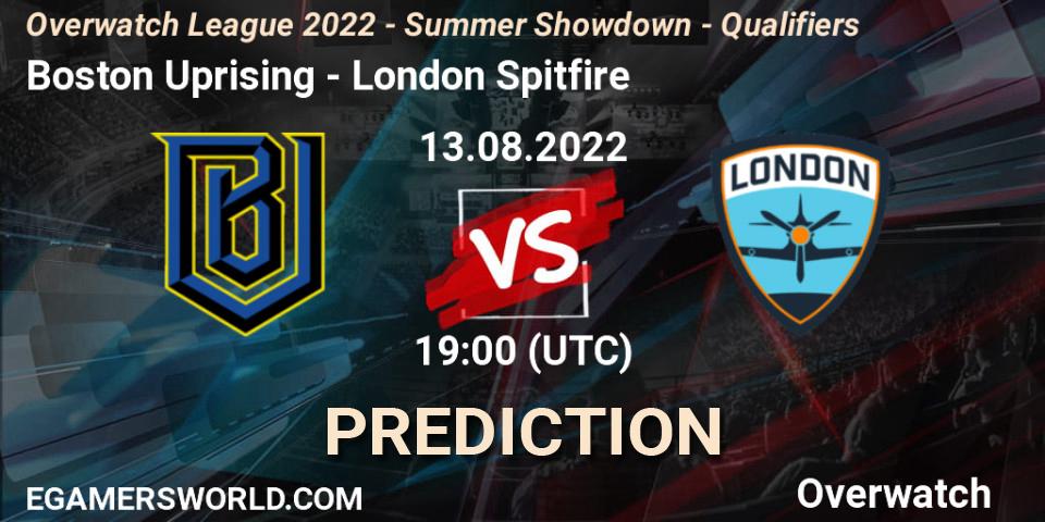 Pronósticos Boston Uprising - London Spitfire. 13.08.22. Overwatch League 2022 - Summer Showdown - Qualifiers - Overwatch