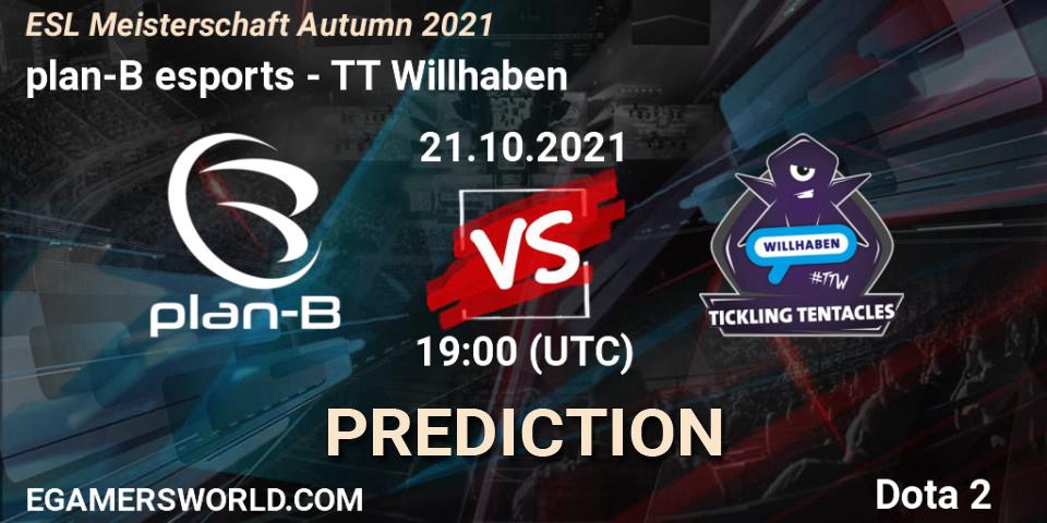 Pronósticos plan-B esports - TT Willhaben. 21.10.2021 at 19:00. ESL Meisterschaft Autumn 2021 - Dota 2