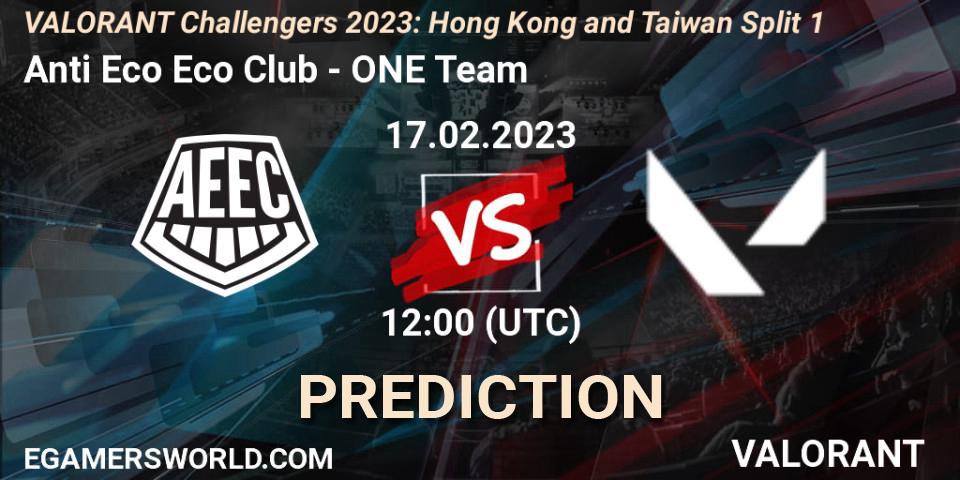 Pronósticos Anti Eco Eco Club - ONE Team. 17.02.2023 at 10:20. VALORANT Challengers 2023: Hong Kong and Taiwan Split 1 - VALORANT