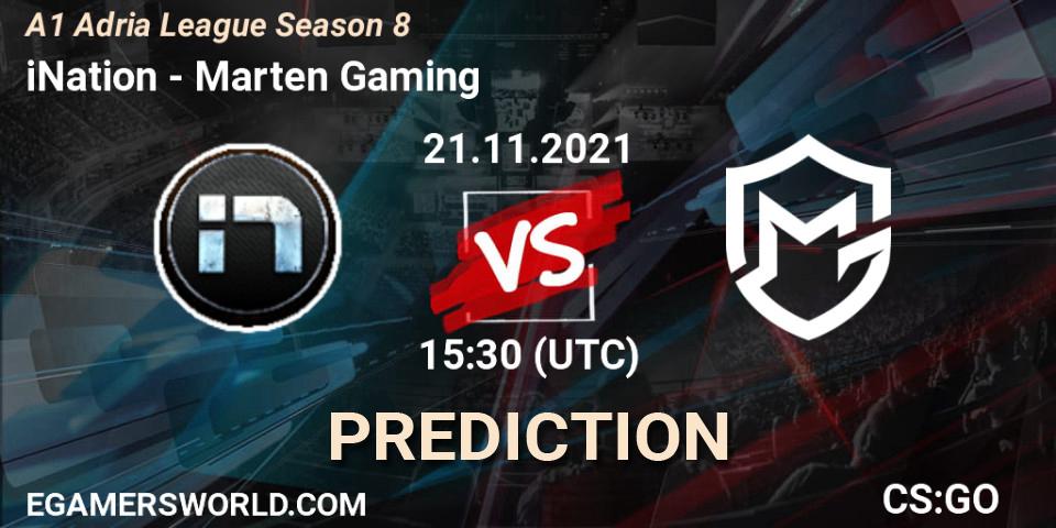 Pronósticos iNation - Marten Gaming. 21.11.2021 at 16:00. A1 Adria League Season 8 - Counter-Strike (CS2)