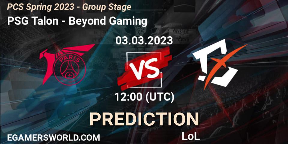 Pronósticos PSG Talon - Beyond Gaming. 05.02.23. PCS Spring 2023 - Group Stage - LoL