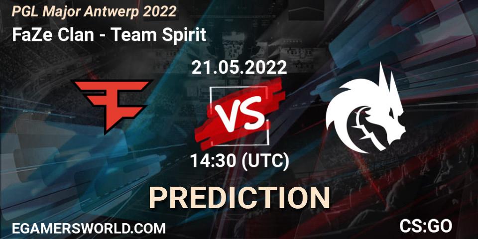 Pronósticos FaZe Clan - Team Spirit. 21.05.2022 at 14:30. PGL Major Antwerp 2022 - Counter-Strike (CS2)