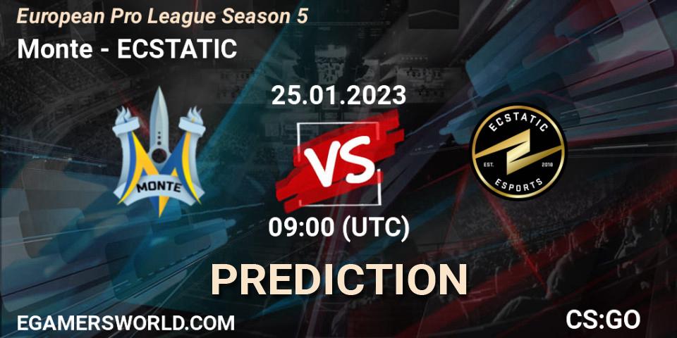 Pronósticos Monte - ECSTATIC. 25.01.2023 at 09:00. European Pro League Season 5 - Counter-Strike (CS2)