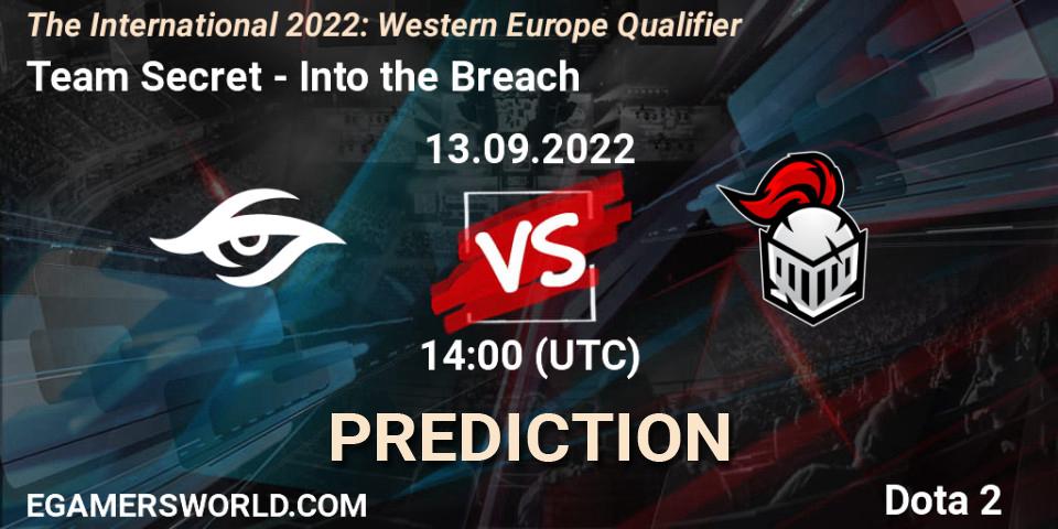 Pronósticos Team Secret - Into the Breach. 13.09.2022 at 13:41. The International 2022: Western Europe Qualifier - Dota 2