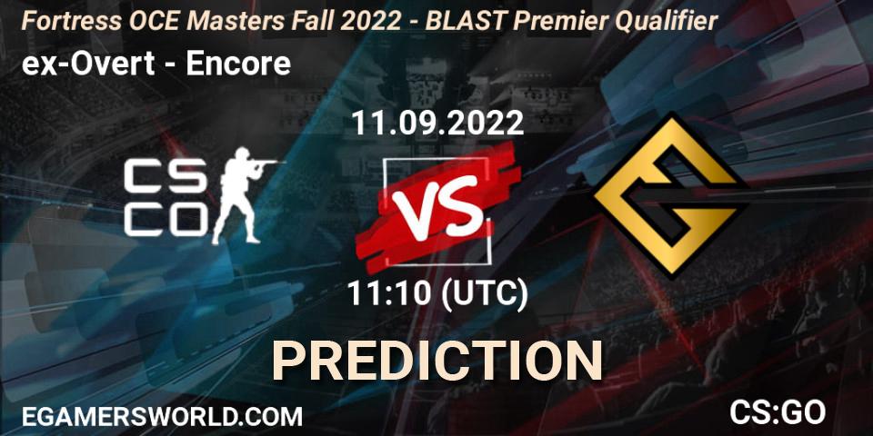 Pronósticos ex-Overt - Encore. 11.09.22. Fortress OCE Masters Fall 2022 - BLAST Premier Qualifier - CS2 (CS:GO)