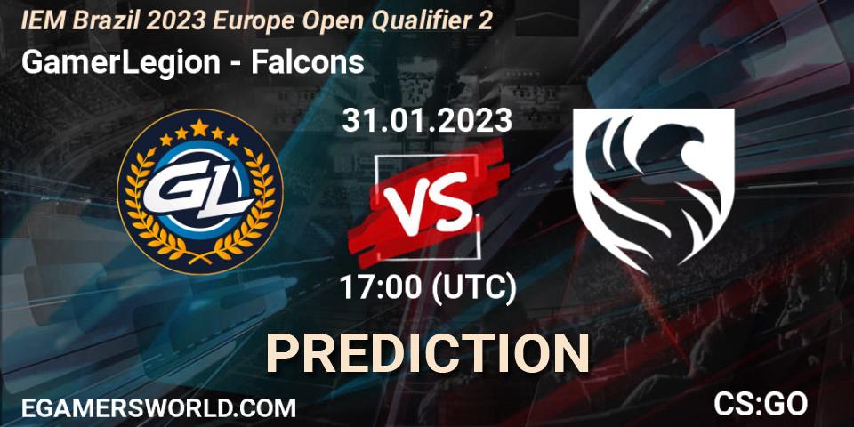 Pronósticos GamerLegion - Falcons. 31.01.2023 at 17:00. IEM Brazil Rio 2023 Europe Open Qualifier 2 - Counter-Strike (CS2)