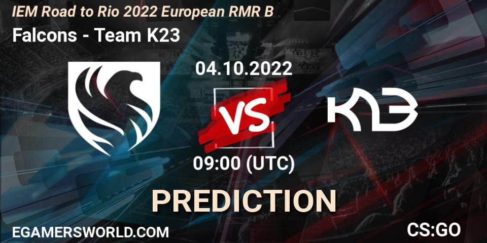 Pronósticos Falcons - Team K23. 04.10.2022 at 15:35. IEM Road to Rio 2022 European RMR B - Counter-Strike (CS2)