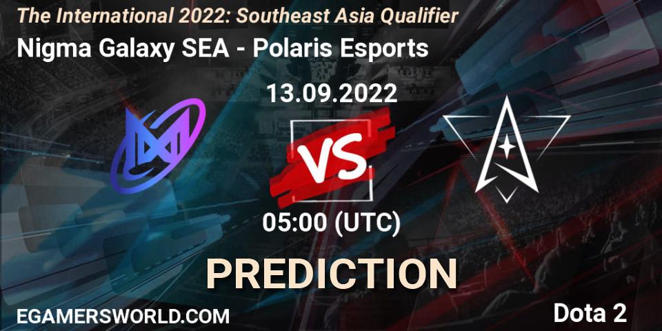 Pronósticos Nigma Galaxy SEA - Polaris Esports. 13.09.2022 at 04:52. The International 2022: Southeast Asia Qualifier - Dota 2