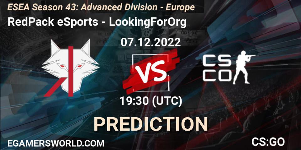 Pronósticos RedPack eSports - LookingForOrg. 07.12.22. ESEA Season 43: Advanced Division - Europe - CS2 (CS:GO)