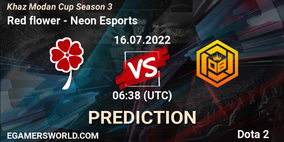 Pronósticos Red flower - Neon Esports. 16.07.2022 at 06:38. Khaz Modan Cup Season 3 - Dota 2