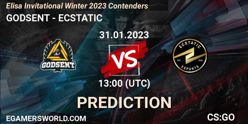 Pronósticos GODSENT - ECSTATIC. 31.01.23. Elisa Invitational Winter 2023 Contenders - CS2 (CS:GO)