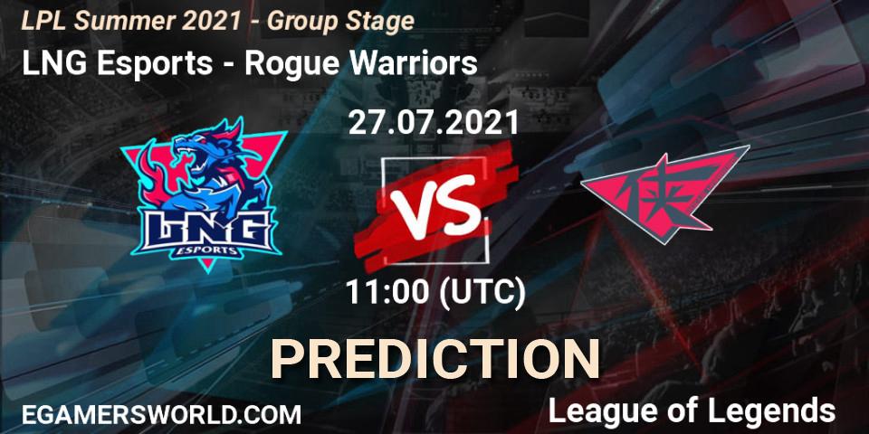 Pronósticos LNG Esports - Rogue Warriors. 27.07.21. LPL Summer 2021 - Group Stage - LoL