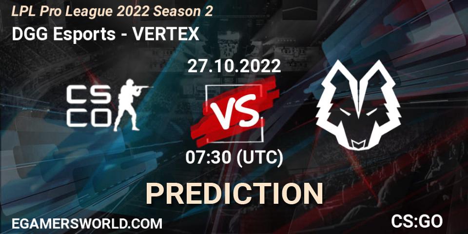 Pronósticos DGG Esports - VERTEX. 27.10.22. LPL Pro League 2022 Season 2 - CS2 (CS:GO)