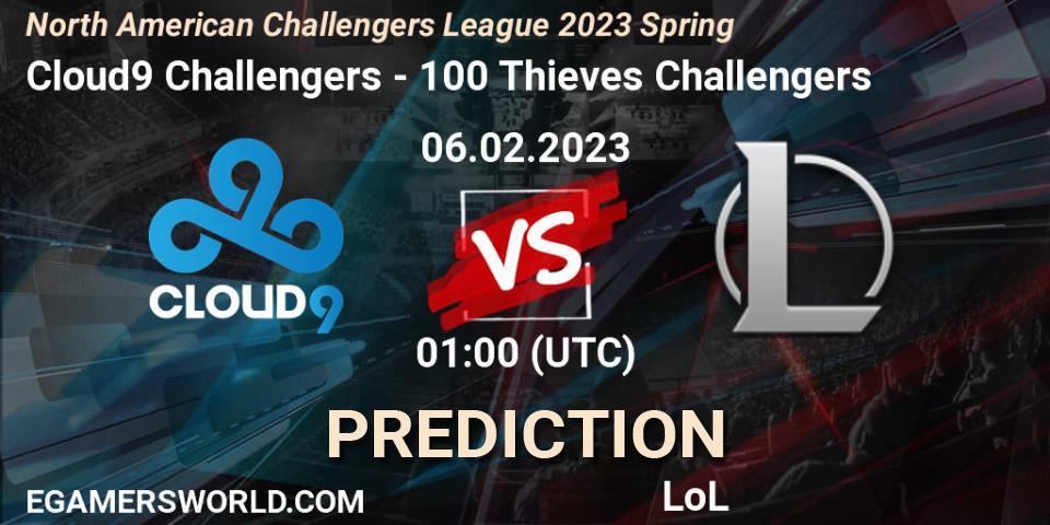 Pronósticos Cloud9 Challengers - 100 Thieves Challengers. 06.02.2023 at 01:00. NACL 2023 Spring - Group Stage - LoL