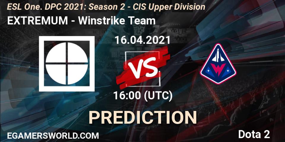 Pronósticos EXTREMUM - Winstrike Team. 16.04.2021 at 15:55. ESL One. DPC 2021: Season 2 - CIS Upper Division - Dota 2