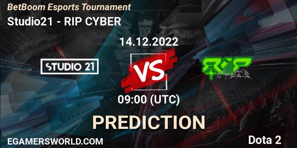 Pronósticos Studio21 - RIP CYBER. 14.12.2022 at 15:30. BetBoom Esports Tournament - Dota 2