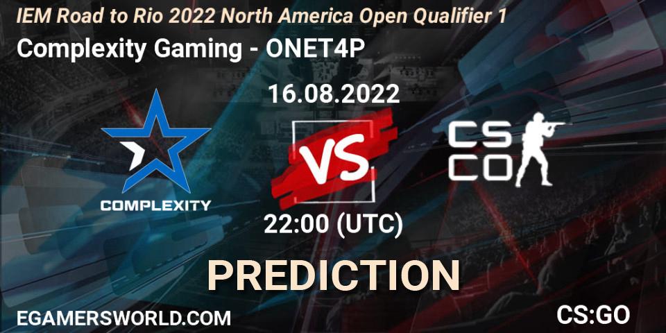 Pronósticos Complexity Gaming - ONET4P. 16.08.2022 at 22:30. IEM Road to Rio 2022 North America Open Qualifier 1 - Counter-Strike (CS2)