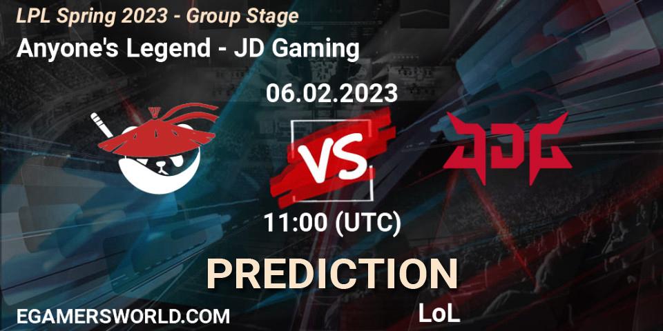 Pronósticos Anyone's Legend - JD Gaming. 06.02.23. LPL Spring 2023 - Group Stage - LoL