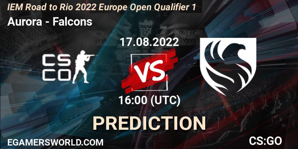 Pronósticos Aurora - Falcons. 17.08.2022 at 16:00. IEM Road to Rio 2022 Europe Open Qualifier 1 - Counter-Strike (CS2)