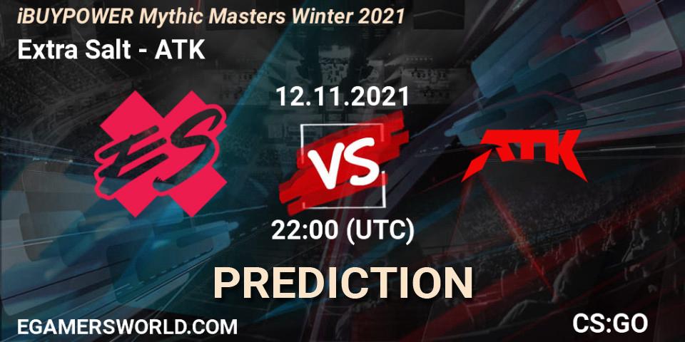 Pronósticos Extra Salt - ATK. 12.11.2021 at 22:05. iBUYPOWER Mythic Masters Winter 2021 - Counter-Strike (CS2)