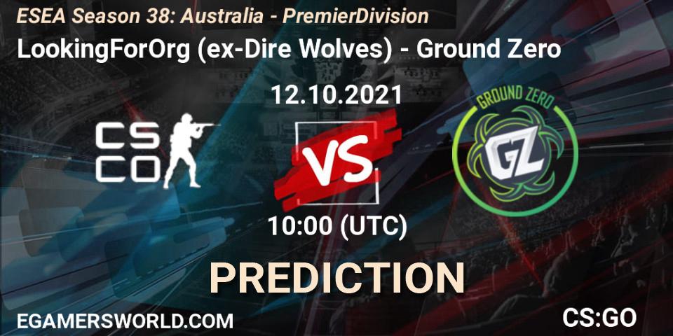 Pronósticos LookingForOrg (ex-Dire Wolves) - Ground Zero. 12.10.21. ESEA Season 38: Australia - Premier Division - CS2 (CS:GO)