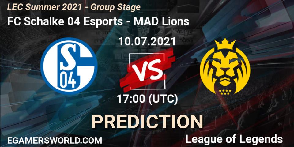 Pronósticos FC Schalke 04 Esports - MAD Lions. 19.06.2021 at 17:00. LEC Summer 2021 - Group Stage - LoL