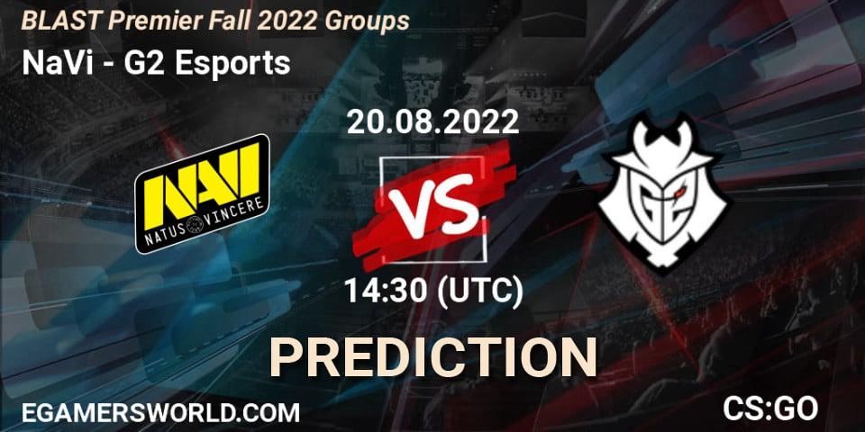 Pronósticos NaVi - G2 Esports. 20.08.2022 at 15:00. BLAST Premier Fall 2022 Groups - Counter-Strike (CS2)
