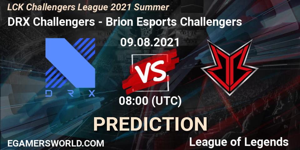 Pronósticos DRX Challengers - Brion Esports Challengers. 09.08.2021 at 08:00. LCK Challengers League 2021 Summer - LoL