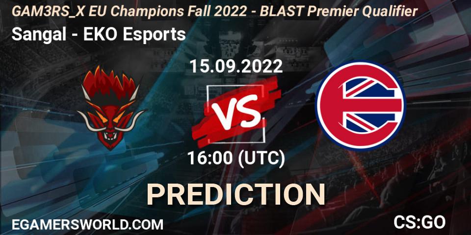 Pronósticos Sangal - EKO Esports. 15.09.2022 at 16:00. GAM3RS_X EU Champions: Fall 2022 - Counter-Strike (CS2)