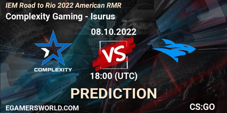 Pronósticos Complexity Gaming - Isurus. 08.10.22. IEM Road to Rio 2022 American RMR - CS2 (CS:GO)