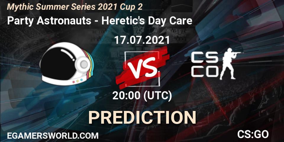 Pronósticos Party Astronauts - Heretic's Day Care. 17.07.2021 at 20:00. Mythic Summer Series 2021 Cup 2 - Counter-Strike (CS2)