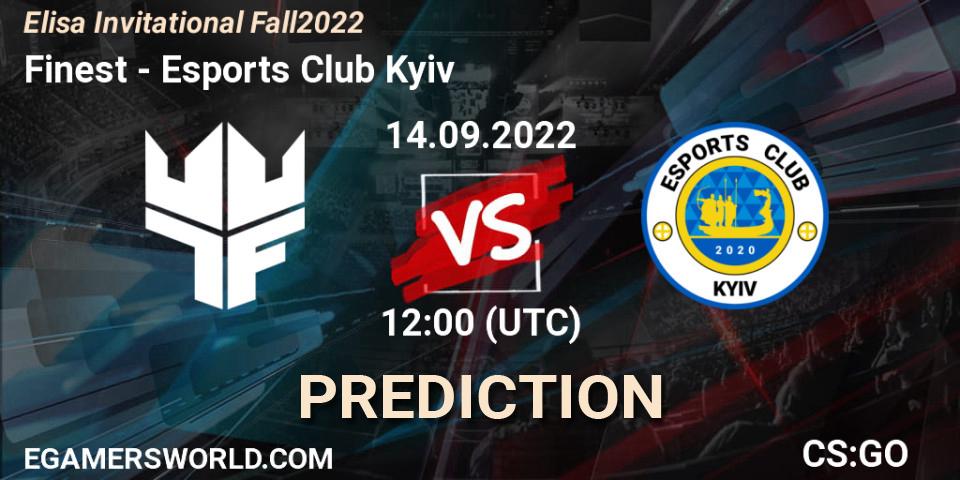 Pronósticos Finest - Esports Club Kyiv. 14.09.22. Elisa Invitational Fall 2022 - CS2 (CS:GO)