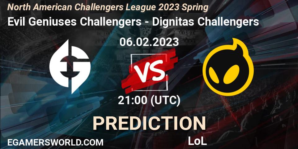 Pronósticos Evil Geniuses Challengers - Dignitas Challengers. 06.02.23. NACL 2023 Spring - Group Stage - LoL
