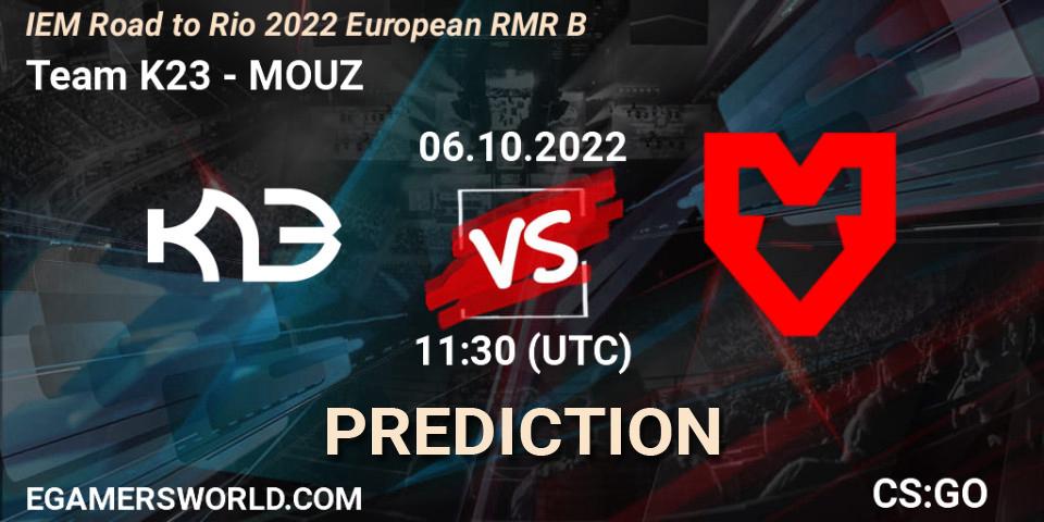 Pronósticos Team K23 - MOUZ. 06.10.2022 at 12:00. IEM Road to Rio 2022 European RMR B - Counter-Strike (CS2)