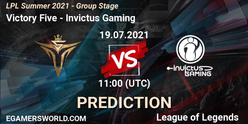 Pronósticos Victory Five - Invictus Gaming. 19.07.2021 at 11:00. LPL Summer 2021 - Group Stage - LoL