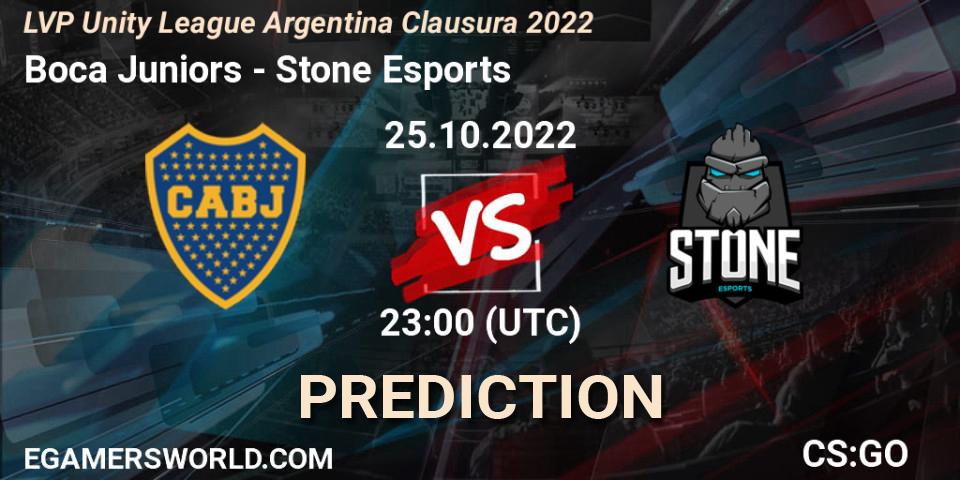 Pronósticos Boca Juniors - Stone Esports. 25.10.22. LVP Unity League Argentina Clausura 2022 - CS2 (CS:GO)