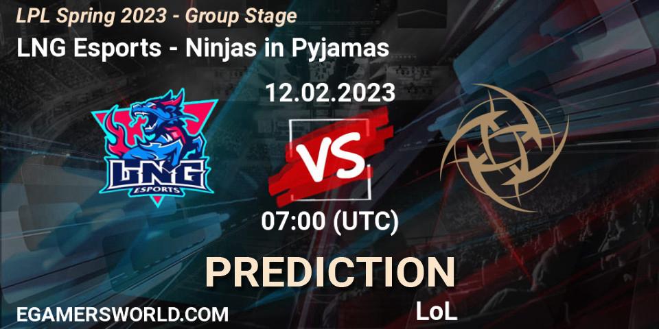 Pronósticos LNG Esports - Ninjas in Pyjamas. 12.02.23. LPL Spring 2023 - Group Stage - LoL