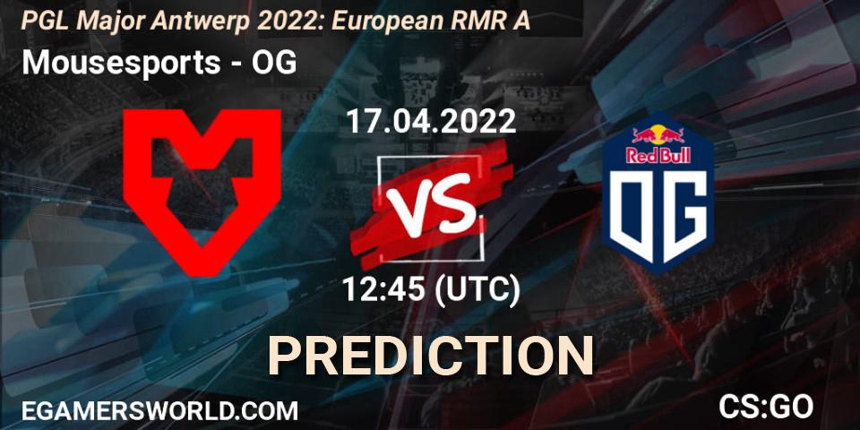 Pronósticos Mousesports - OG. 17.04.22. PGL Major Antwerp 2022: European RMR A - CS2 (CS:GO)