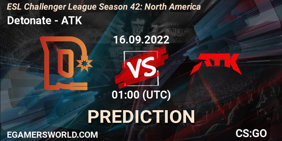 Pronósticos Detonate - ATK. 23.09.22. ESL Challenger League Season 42: North America - CS2 (CS:GO)