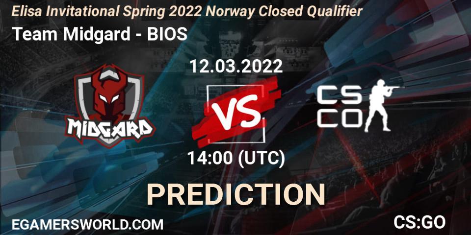 Pronósticos Team Midgard - BIOS. 12.03.2022 at 14:00. Elisa Invitational Spring 2022 Norway Closed Qualifier - Counter-Strike (CS2)