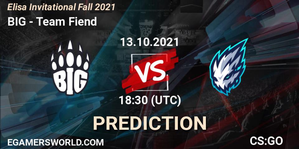 Pronósticos BIG - Team Fiend. 13.10.2021 at 18:30. Elisa Invitational Fall 2021 - Counter-Strike (CS2)