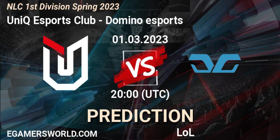 Pronósticos UniQ Esports Club - Domino esports. 07.02.23. NLC 1st Division Spring 2023 - LoL