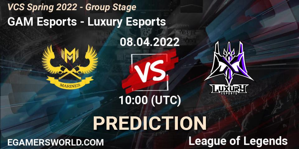 Pronósticos GAM Esports - Luxury Esports. 07.04.2022 at 10:00. VCS Spring 2022 - Group Stage - LoL