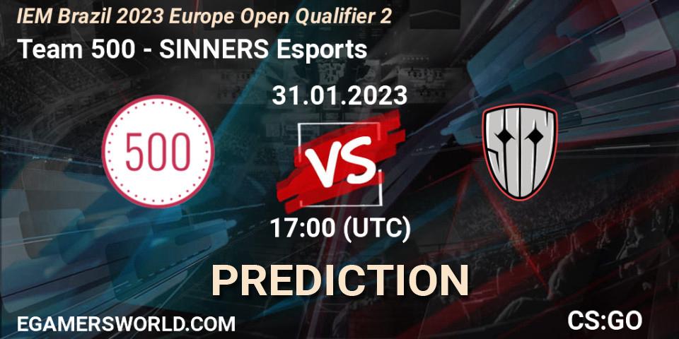 Pronósticos Team 500 - SINNERS Esports. 31.01.2023 at 17:00. IEM Brazil Rio 2023 Europe Open Qualifier 2 - Counter-Strike (CS2)