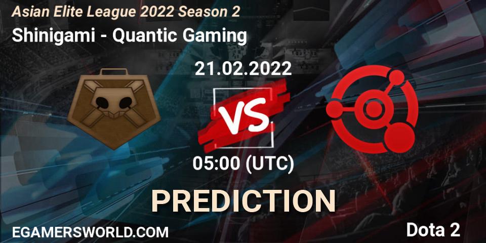 Pronósticos Shinigami - Quantic Gaming. 21.02.2022 at 04:56. Asian Elite League 2022 Season 2 - Dota 2