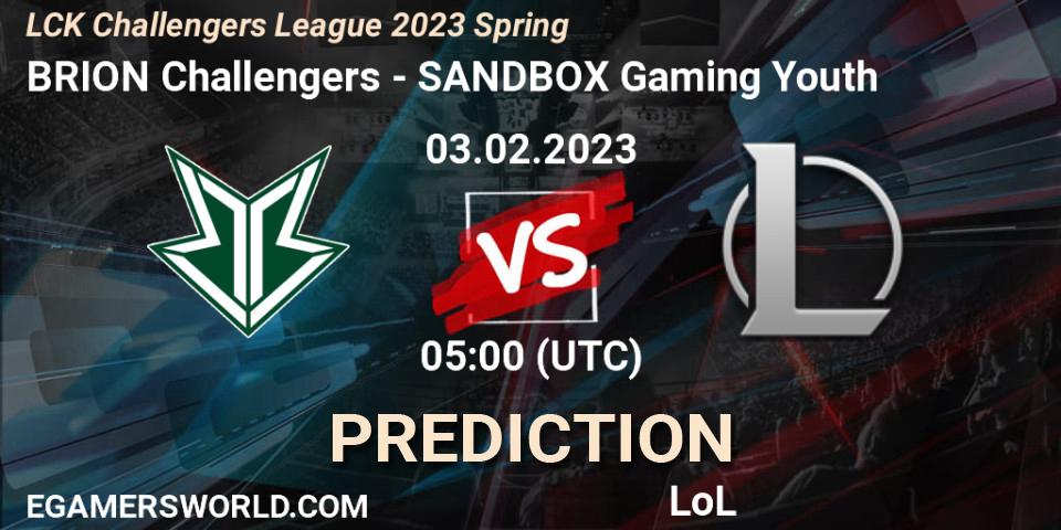 Pronósticos Brion Esports Challengers - SANDBOX Gaming Youth. 03.02.23. LCK Challengers League 2023 Spring - LoL