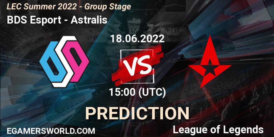 Pronósticos BDS Esport - Astralis. 18.06.2022 at 15:00. LEC Summer 2022 - Group Stage - LoL