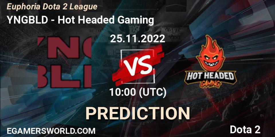 Pronósticos YNGBLD - Hot Headed Gaming. 25.11.2022 at 10:00. Euphoria Dota 2 League - Dota 2