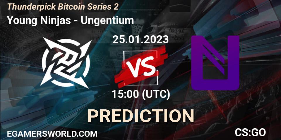 Pronósticos Young Ninjas - Ungentium. 25.01.2023 at 15:00. Thunderpick Bitcoin Series 2 - Counter-Strike (CS2)